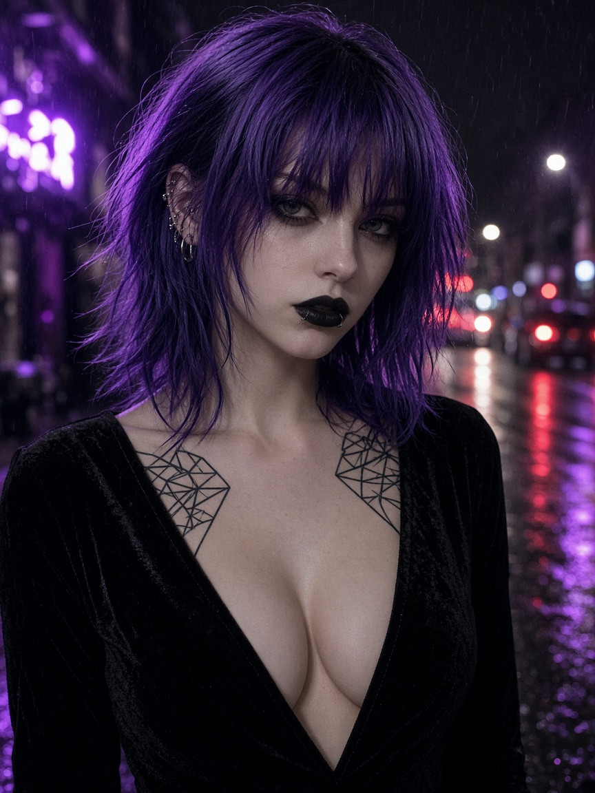 Goth mommy portrait with dark makeup